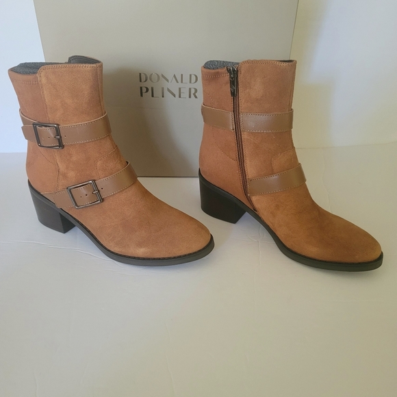 Donald Pliner calf leather suede Darby ankle boots size brown NWT